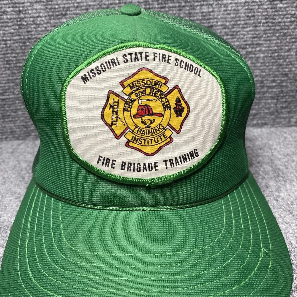 VINTAGE Missouri State Fire School Hat Cap Snap Back Trucker Patch Mens 90s - Picture 3 of 11